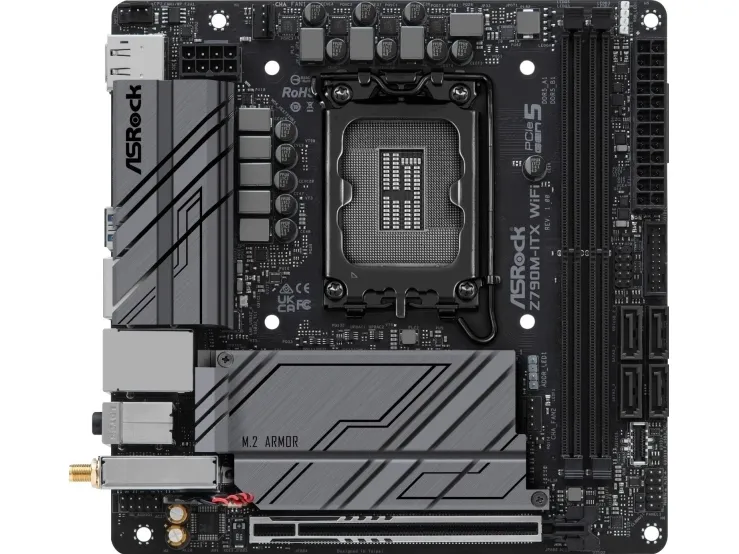 ASRock Z790M-ITX WiFi - Bundkort - mini ITX - LGA1700 sokkel - Z790 Chipset - Bluetooth, 2.5 Gigabit LAN, Wi-Fi 6, Gigabit LAN - onboard grafik (CPU påkrævet) - High Definition Audio (7.1-kanal)