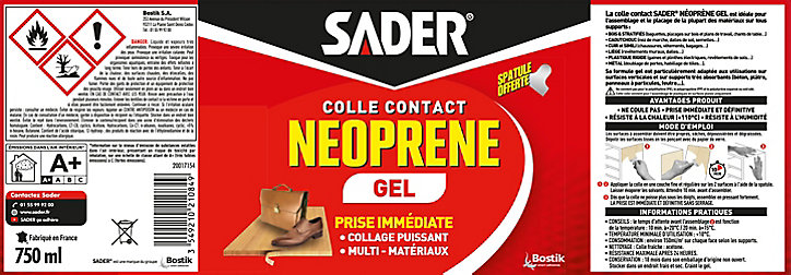 Colle Contact Néoprène Sader Gel 750 ml