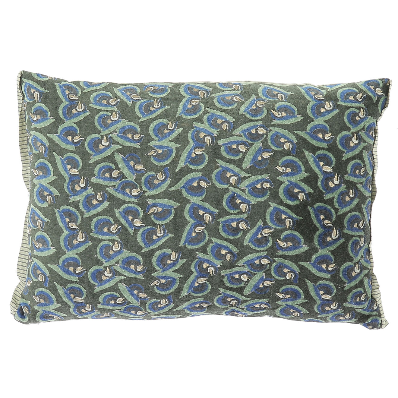 En Fil d'Indienne Housse de coussin Art Déco olive - 35x50 cm