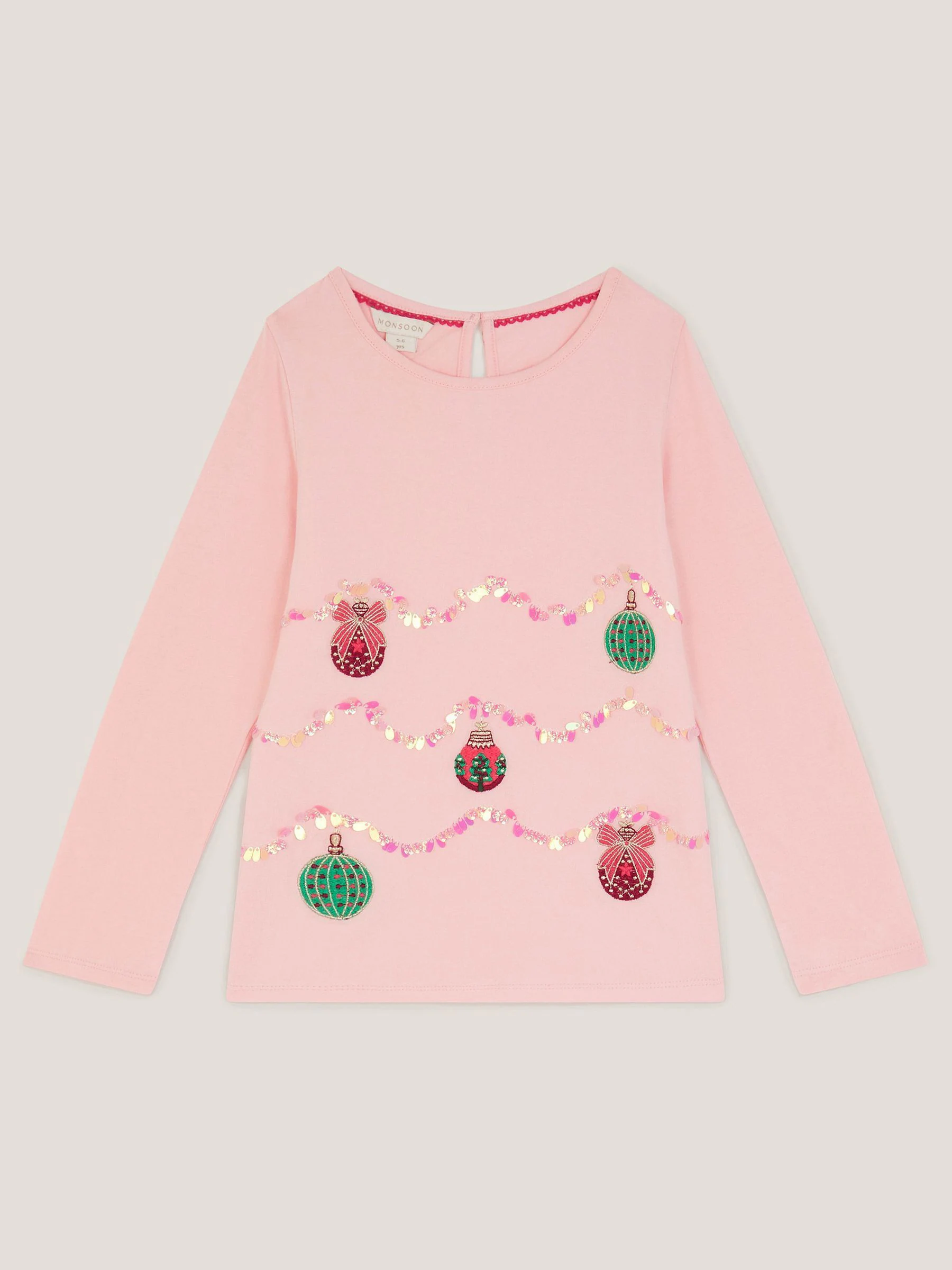 Monsoon Christmas Baubles Long Sleeve Top
