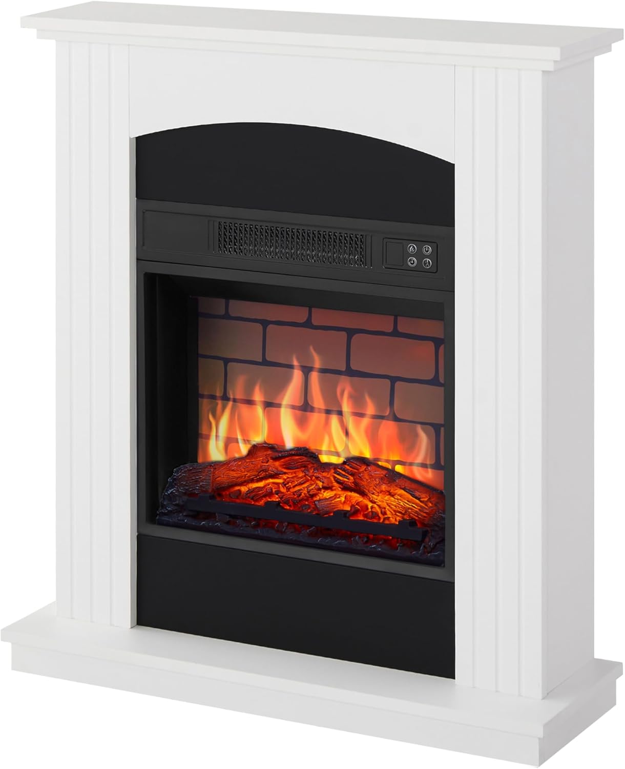 Collins AF18B Elektrokamin | Standkamin elektrisch mit Heizfunktion (1,8kW) & Fernbedienung | Realistischer 3D LED Flammeneffekt, Kaminumrandung Weiß, Timer & Thermostat