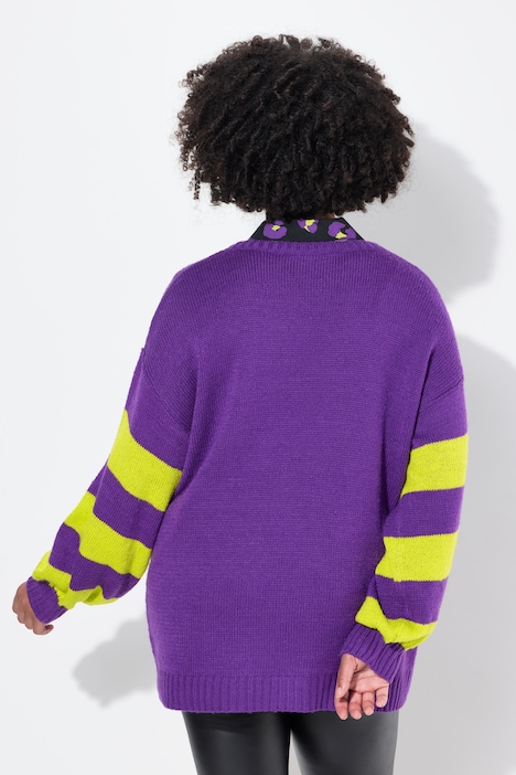 Pullover, oversized, HAPPY, Ringel-Ärmel