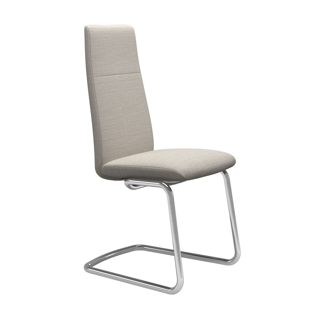 Chilli (M) spisestol Høy D400 Tekstil Abelia Light Grey i krom understell