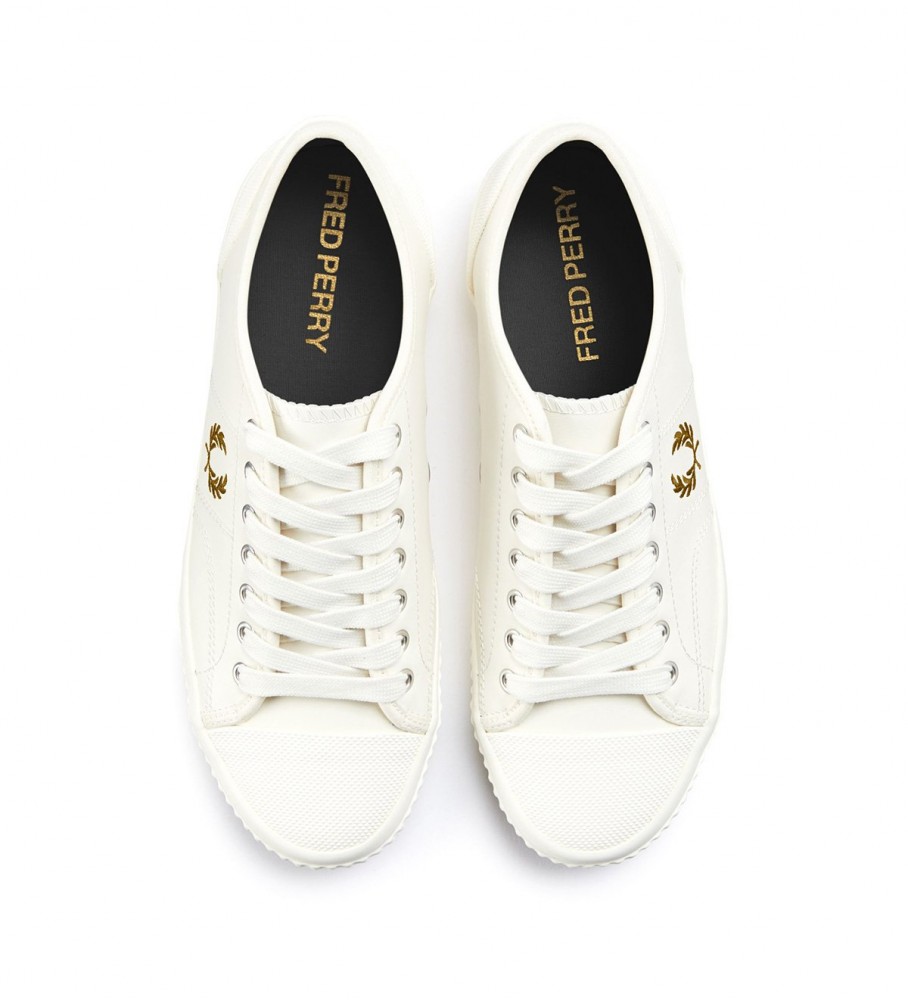 chinelos de couro branco Fred Perry Hughes