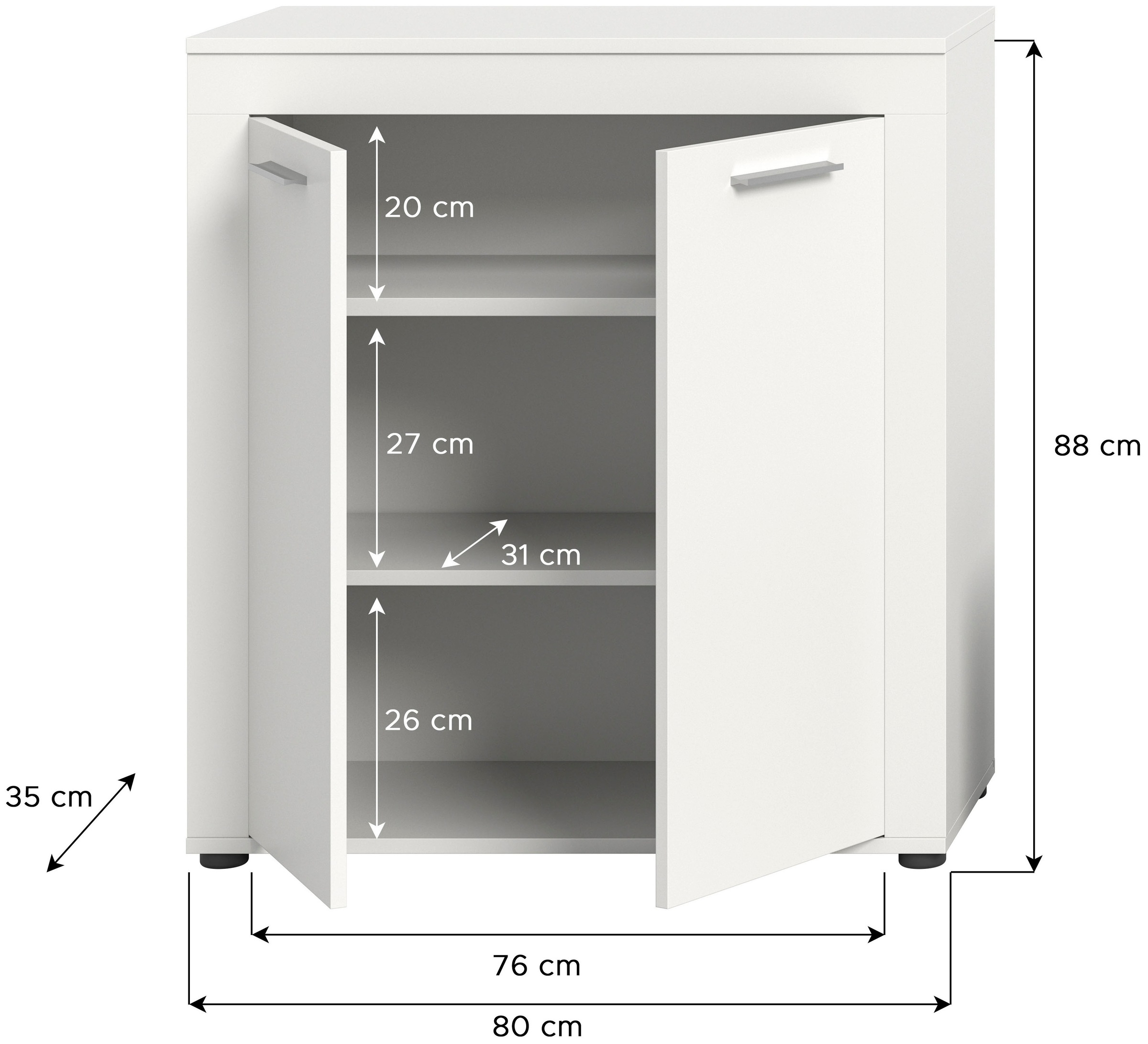INOSIGN Highboard »Aosta, Höhe 88 cm, in verschiedenen Farbausführungen« mit 2 Türen und 3 Fächern, Wohnzimmer, Kommode, Schrank