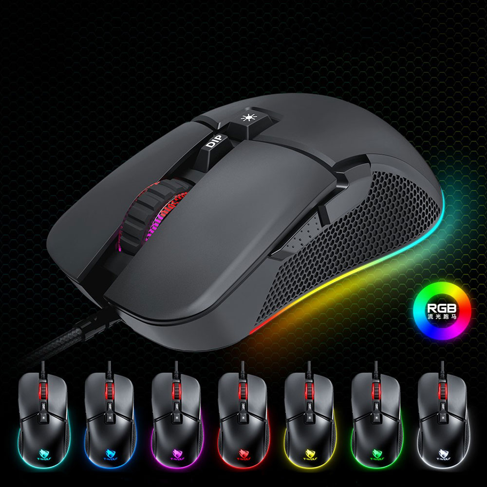 Optische Kabelgebundene Gaming Maus 7200 DPI mit RGB LED - Schwarz