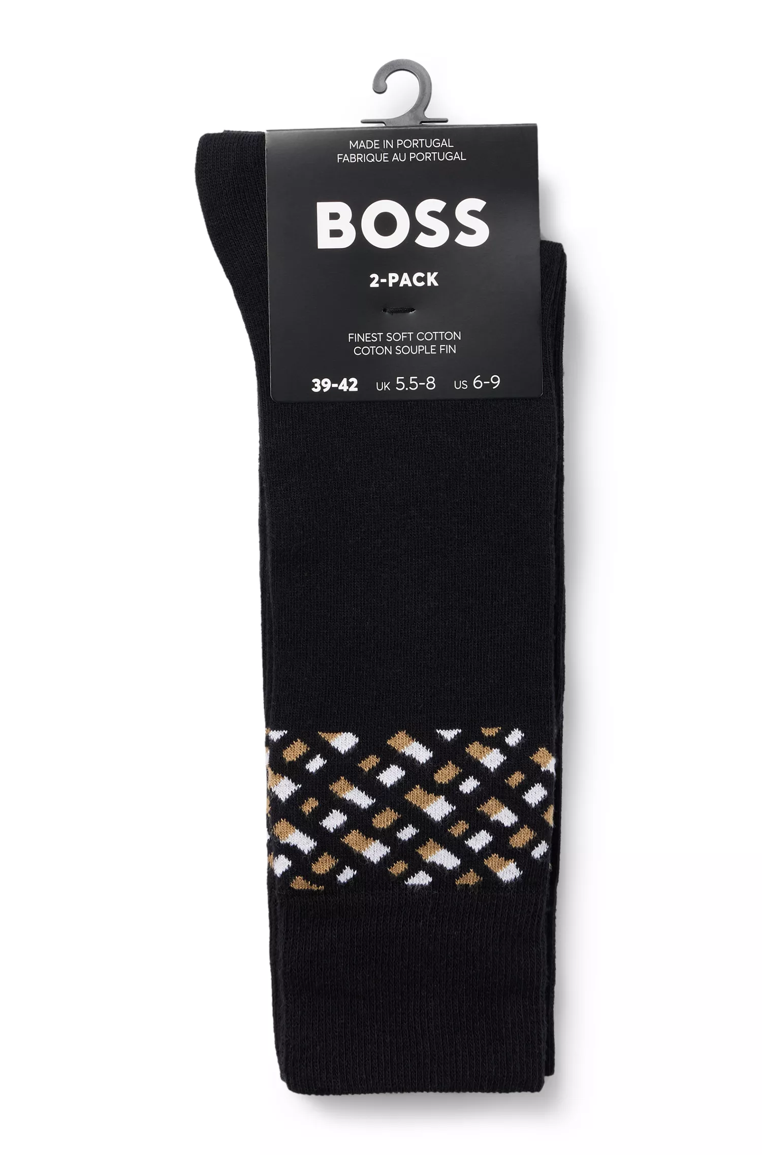 BOSS Black - Pacote com dois pares de meias de comprimento normal com detalhe exclusivo.
