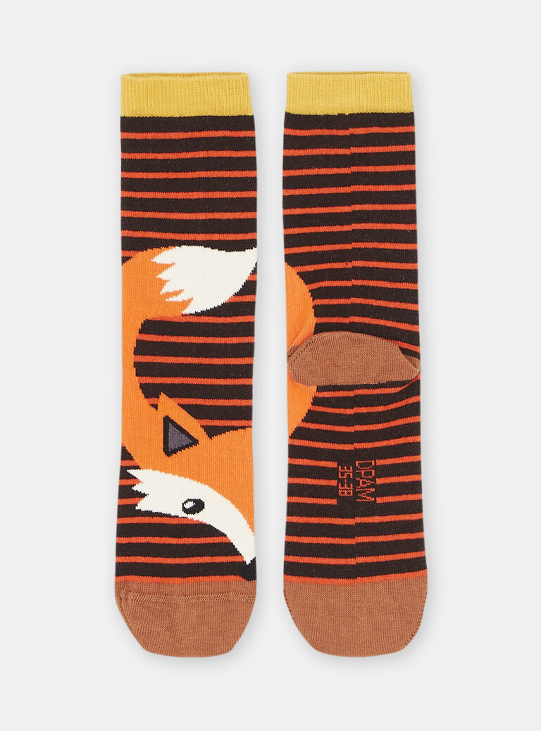 Chaussettes orange à motif renard garçon