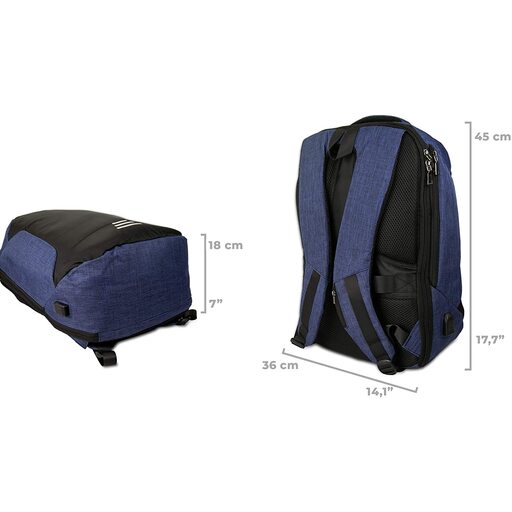 Mochila para laptop Airel Smart à prova d'água com carregador e porta USB, 46 x 33 x 16 cm / 15,6 polegadas
