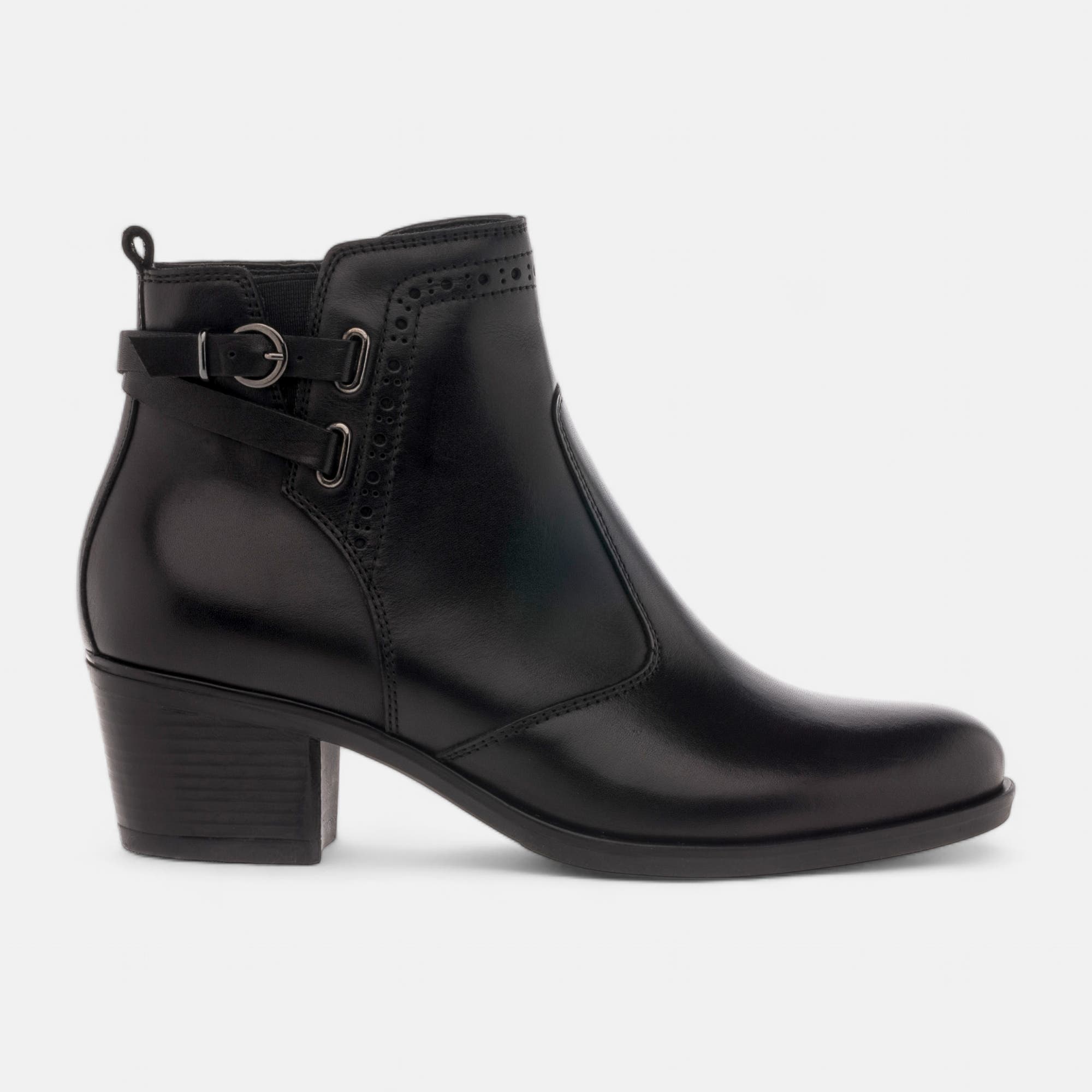 Bottines à talon Femme en cuir noir