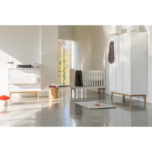 Chambre TRIO Lit 120x60 + Commode + Armoire 3P PURE White - PERICLES