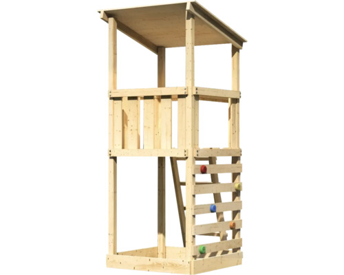 Speeltoren/speelhuis Karibu Anna, 107 x 107 cm, hout, bestaande uit een klimwand