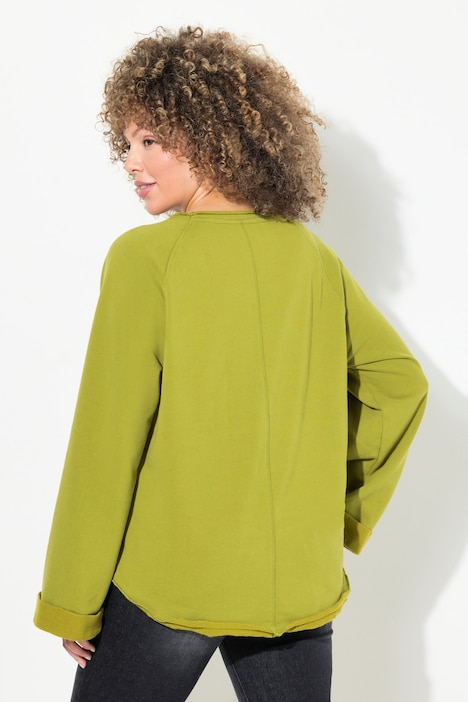 Sweatshirt, Stickerei, Rundhals, Langarm, Rollkanten