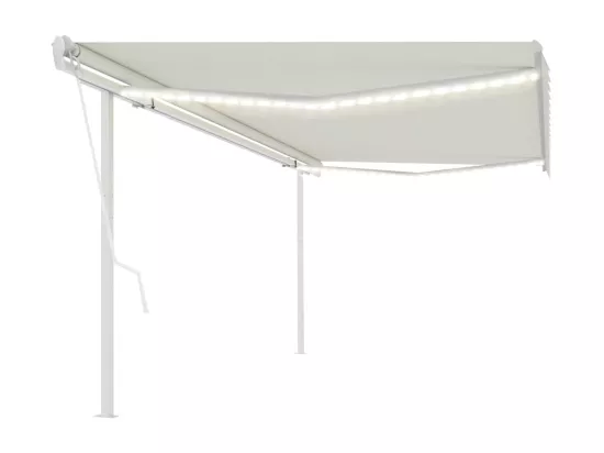Auvent automatique avec capteur de vent avec LED 5x3 m Crème