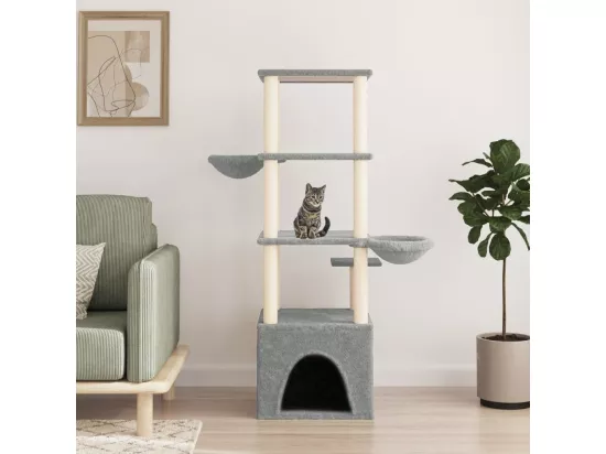 Arbre à chat avec griffoirs en sisal gris clair 147 cm
