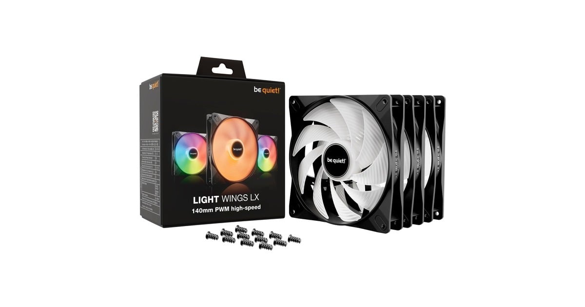 be quiet!Light Wings LX PWM high-speed RGB case fans  (Zwart, 3 stuks, 140 x 140 x 25 mm)