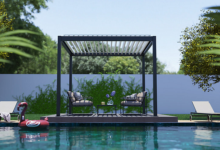 Pergola manuelle bioclimatique autoportante aluminium Cameo 3,14 x 3,14 m