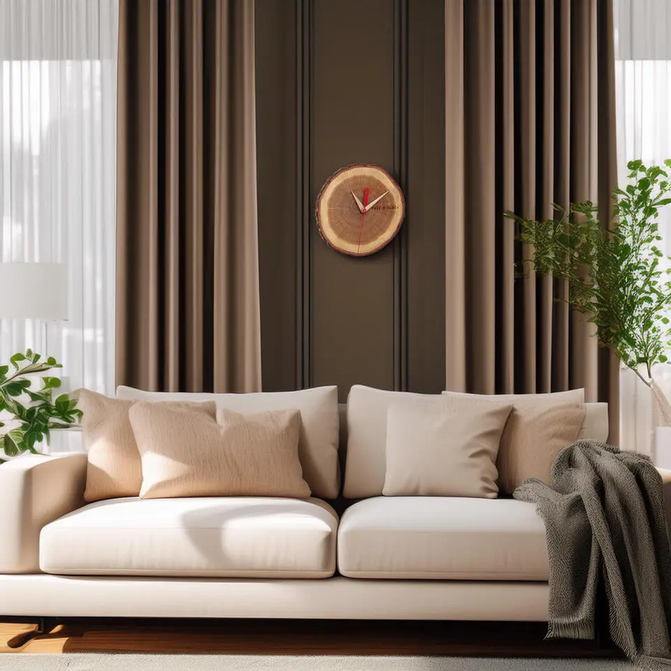 TFA boomschijf/boomstam wandklok - eikenhout - naturel - Dia 18 cm