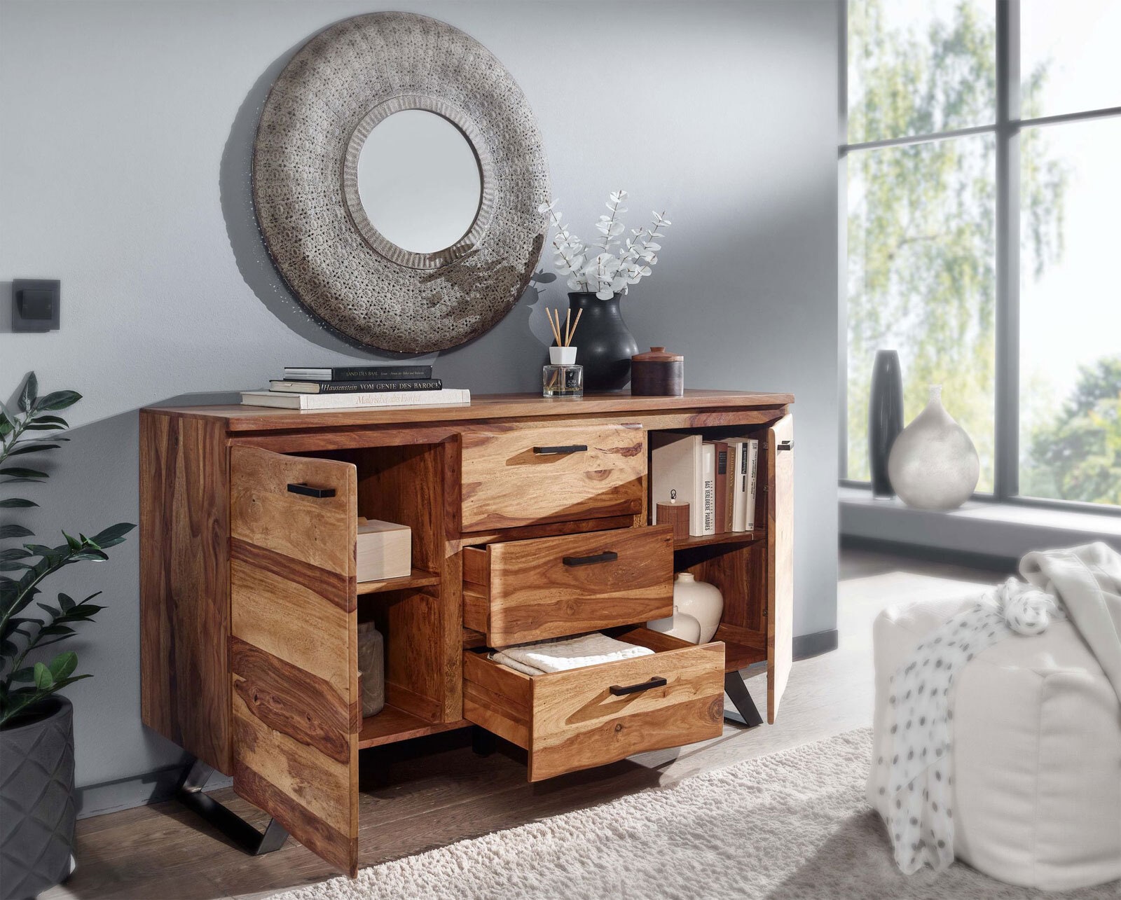 Sideboard 145 x 82 cm Sheesham massiv