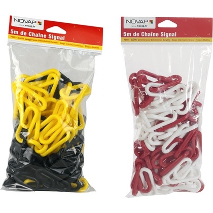 Chaîne de signalisation poteaux - Polyéthylène haute densité - 5m Rouge/Blanc