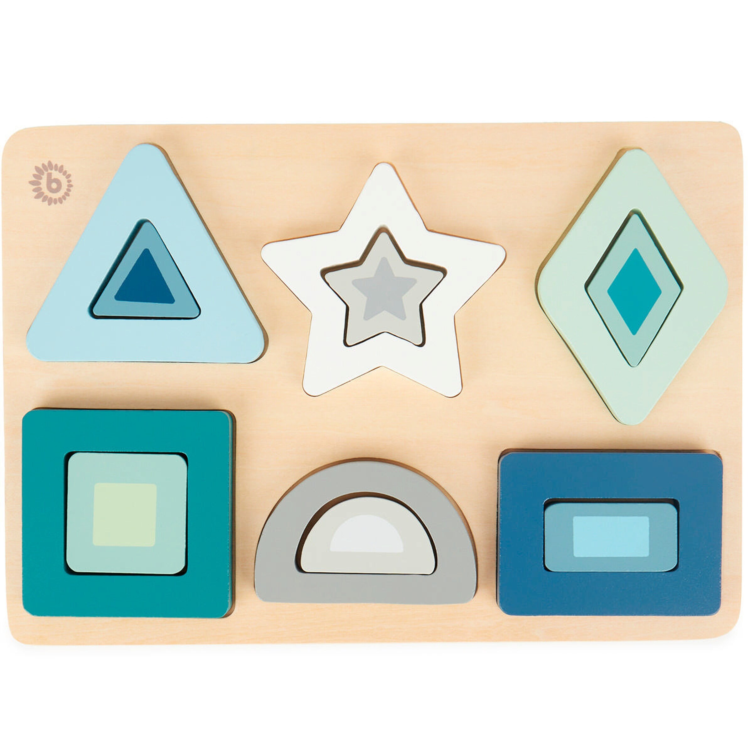 Bieco Geometrisches Puzzle aus Holz - ab 12 Monate Blau