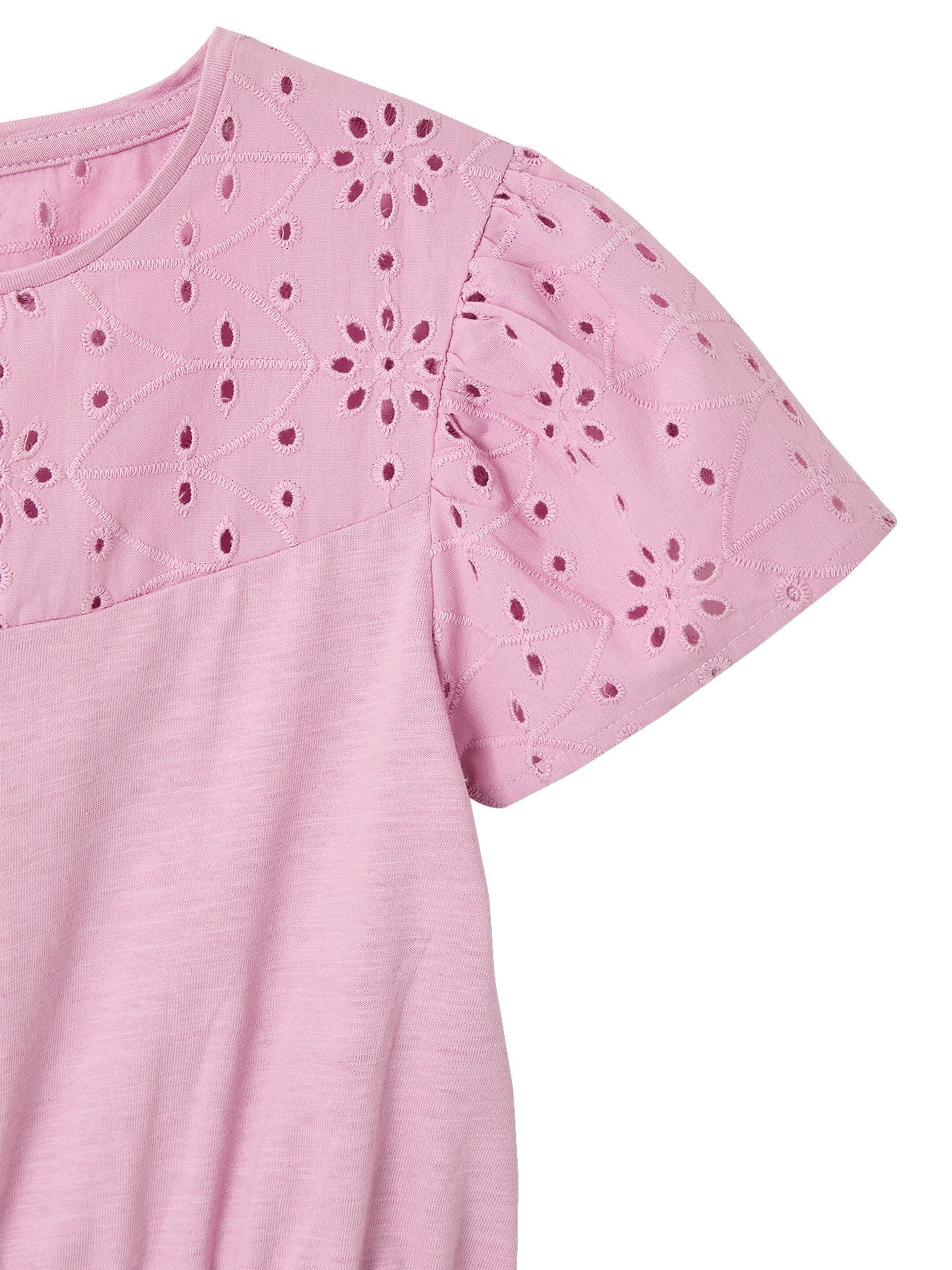 Vertbaudet Mädchen Kleid mit Lochstickerei lila