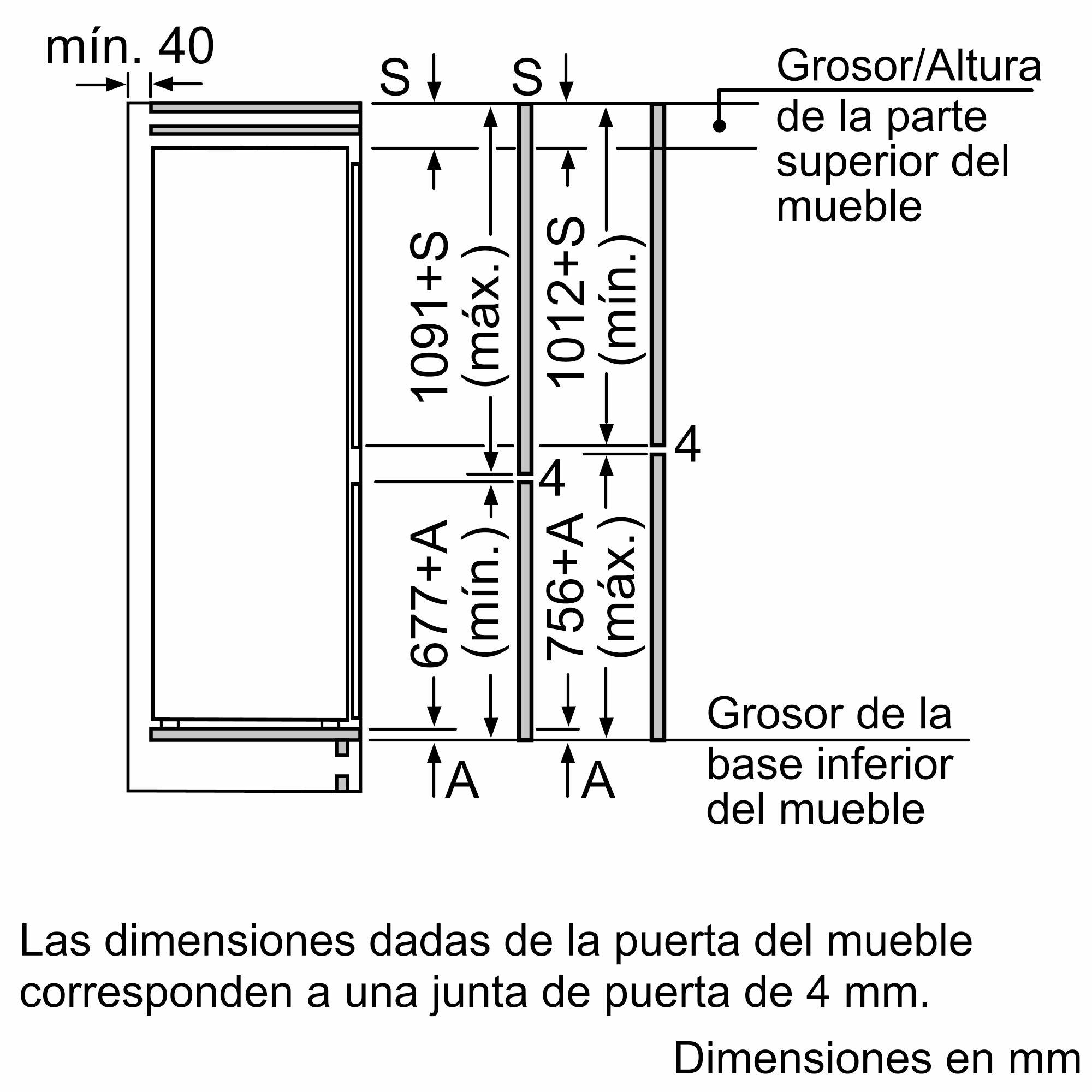 # PRODUTO RECONDICIONADO # Refrigerador Combinado Embutido Série 4 177,2 x 54,1 cm Porta Deslizante KIV86VSE0-B