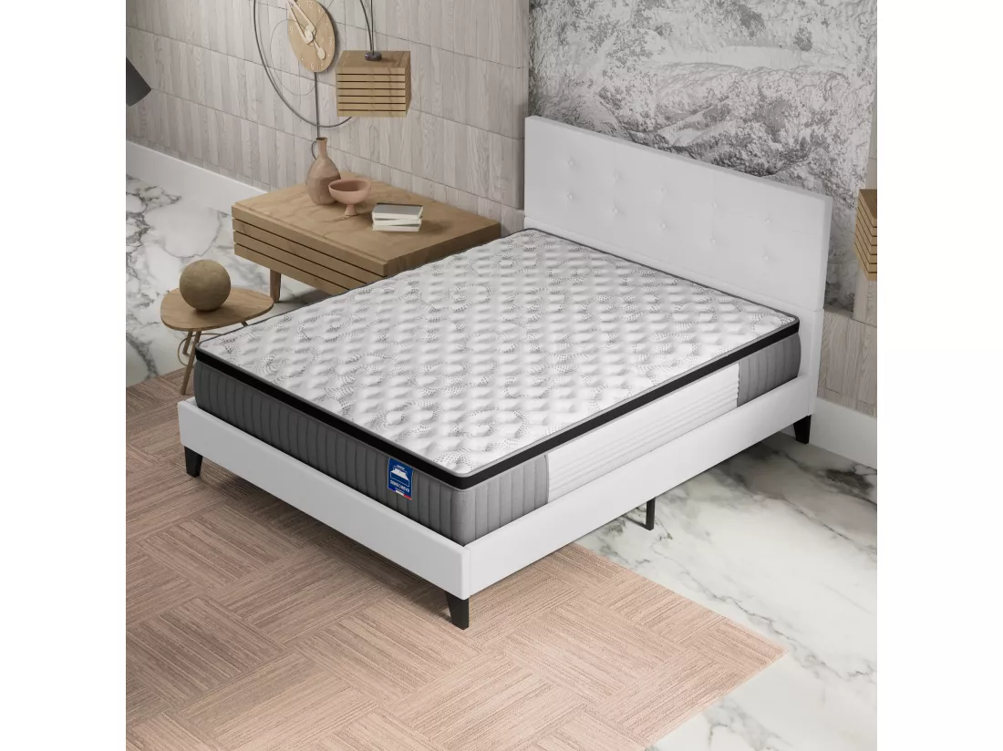 Ensemble Matelas + lit 160x200 cm avec tête de lit, ép. 30cm à mémoire de forme