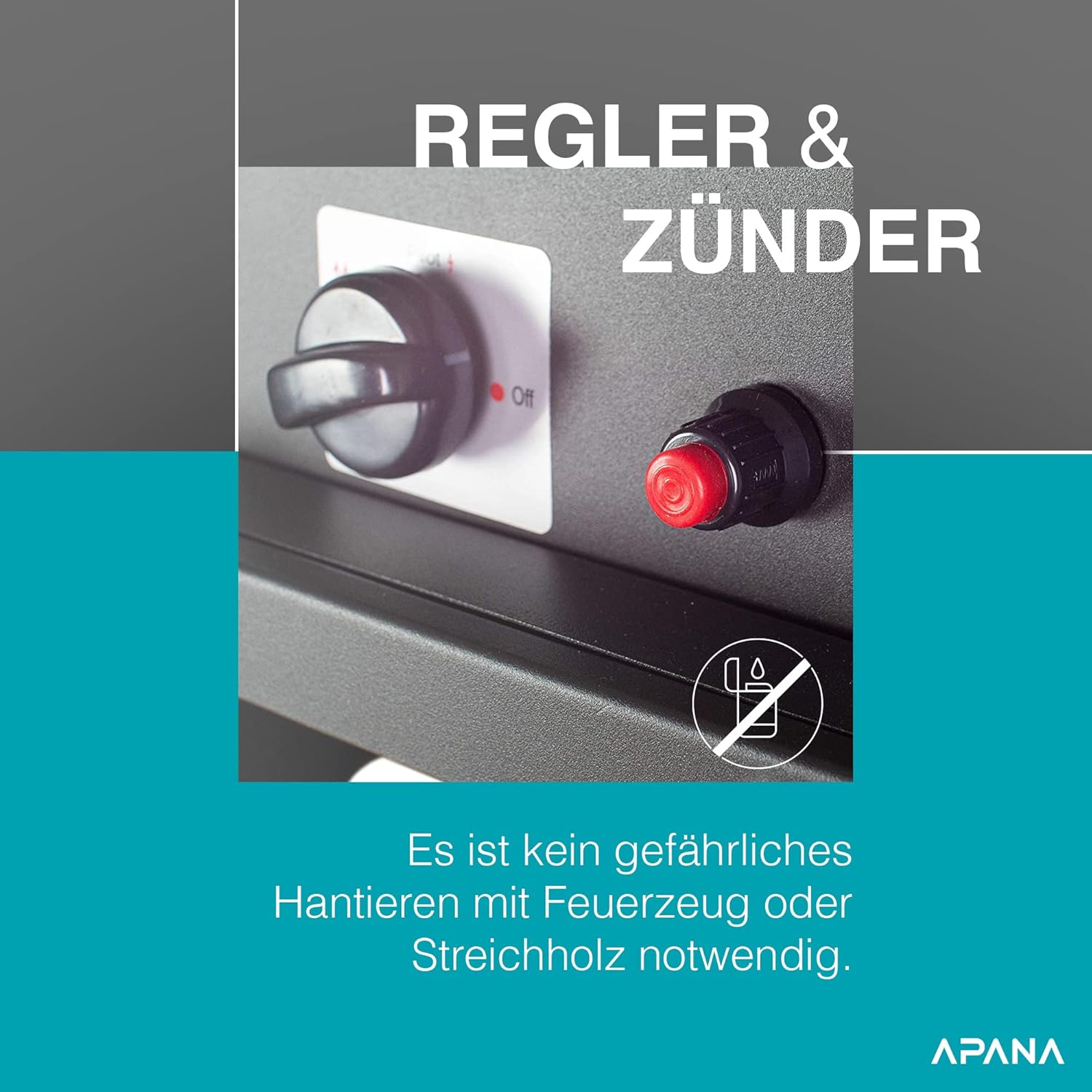 APANA Gasheizer 12,5kW Bellamente Cristal – Gas Heizpilz in Anthrazit mit Transportrollen – Terrassenheizer mit Umkippsicherung & Abschaltautomatik – Outdoor Heizstrahler für Garten & Balkon
