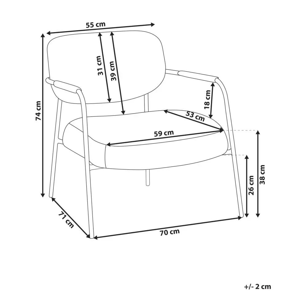 AUSVIKA - Fauteuil - Zwart/Wit - Polyester