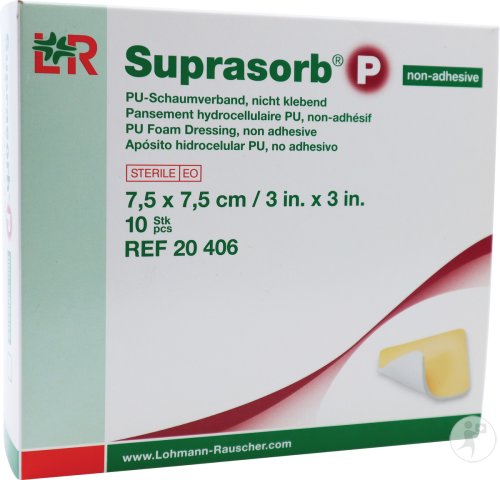Lohmann & Rauscher Suprasorb P Pansement En Mousse PU Non-Adhésif WCL 7,5x7,5cm 10 Pièces (20406)