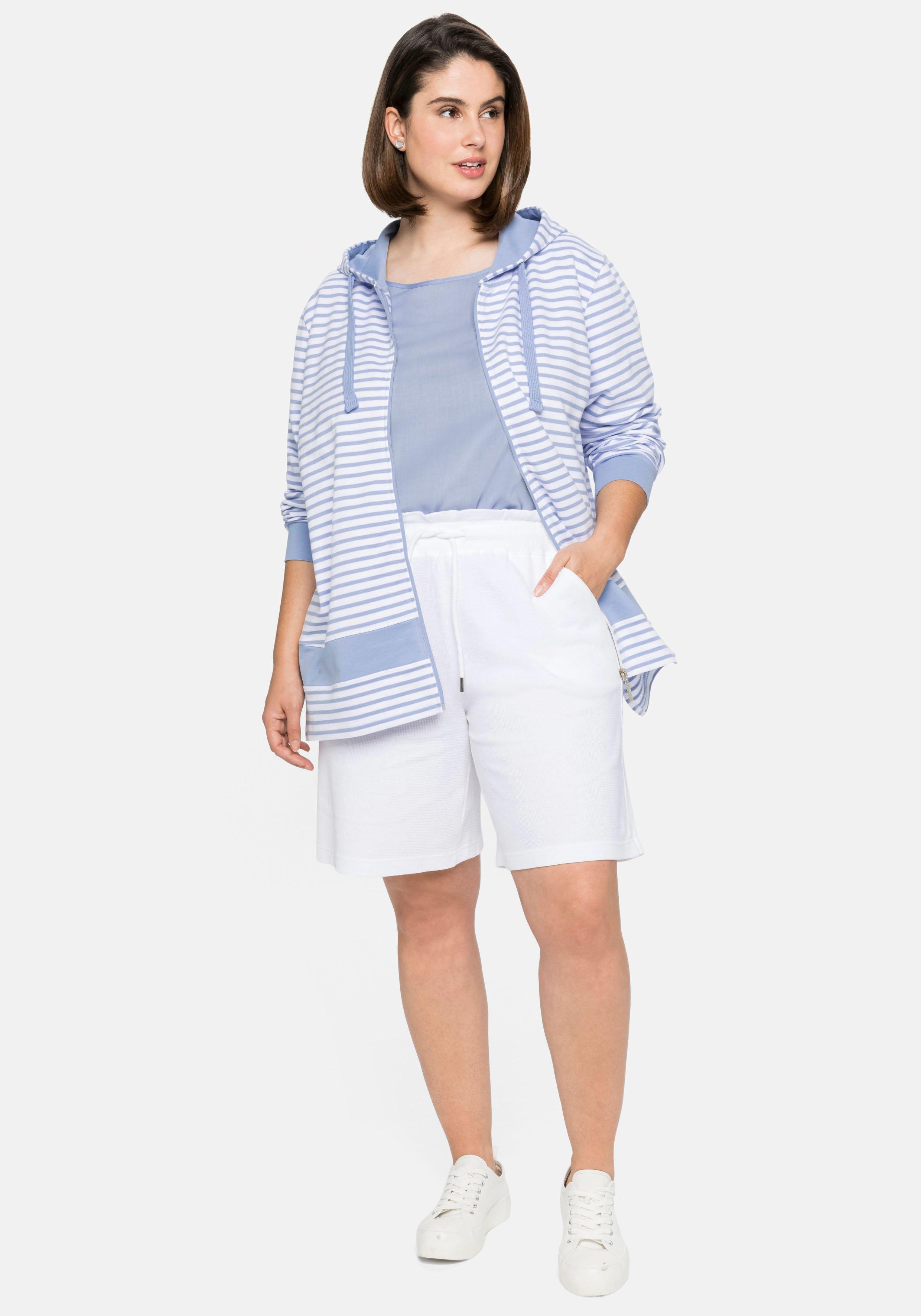 Geringelte Sweatjacke mit Kapuze