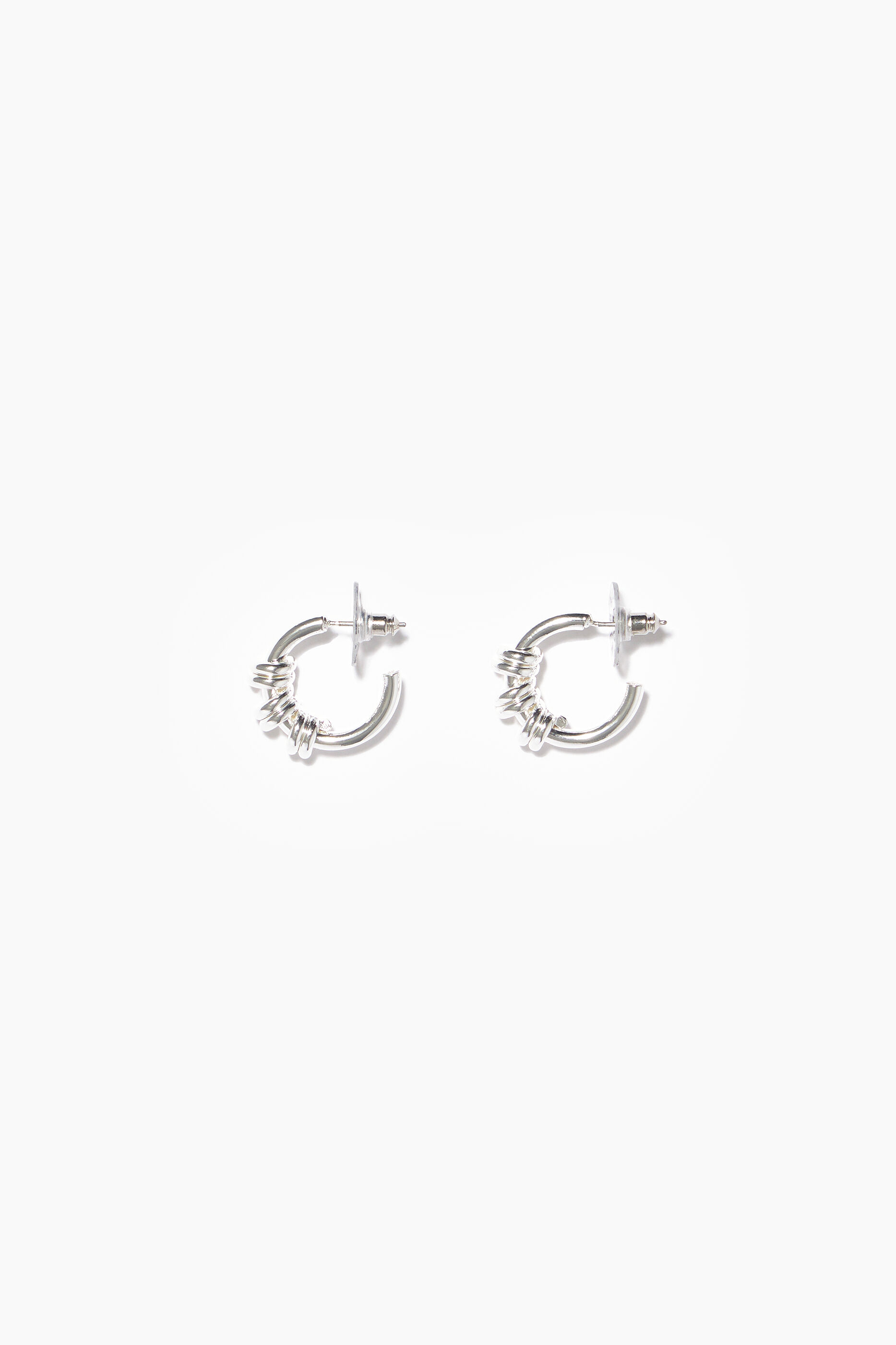 Brincos de argola espiral mini prateados