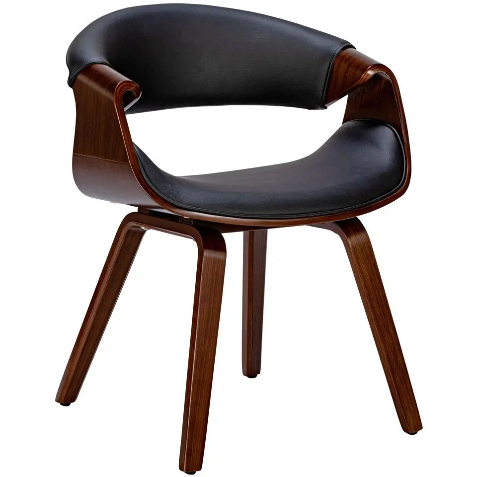 CLP Eetkamerstoel Foley walnoot Frame - Kunstleer - walnoot/zwart