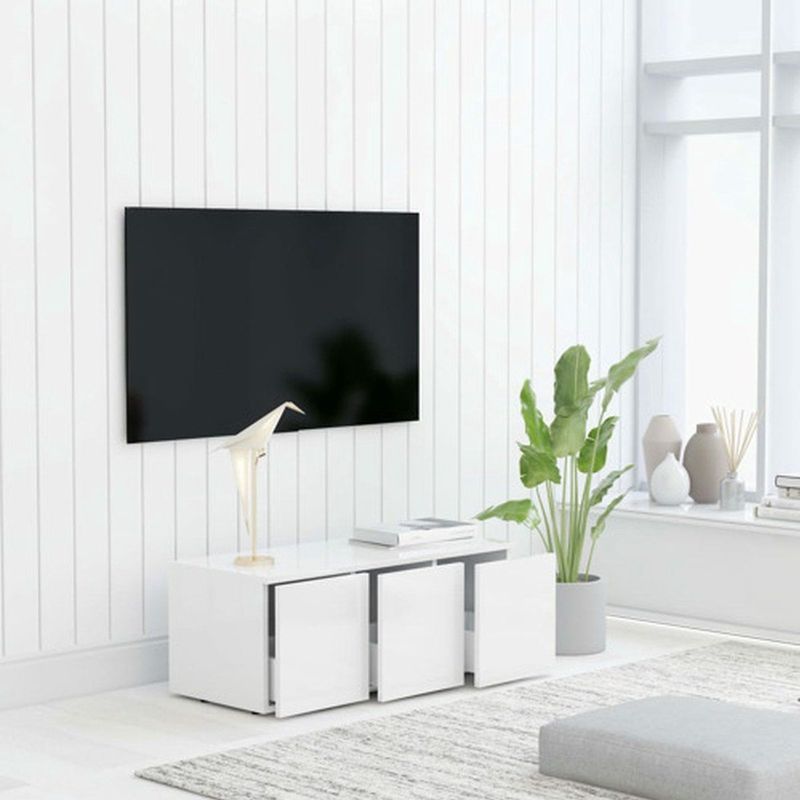 TV-Meubel - Wit - Bewerkt Hout - Met 3 Lades