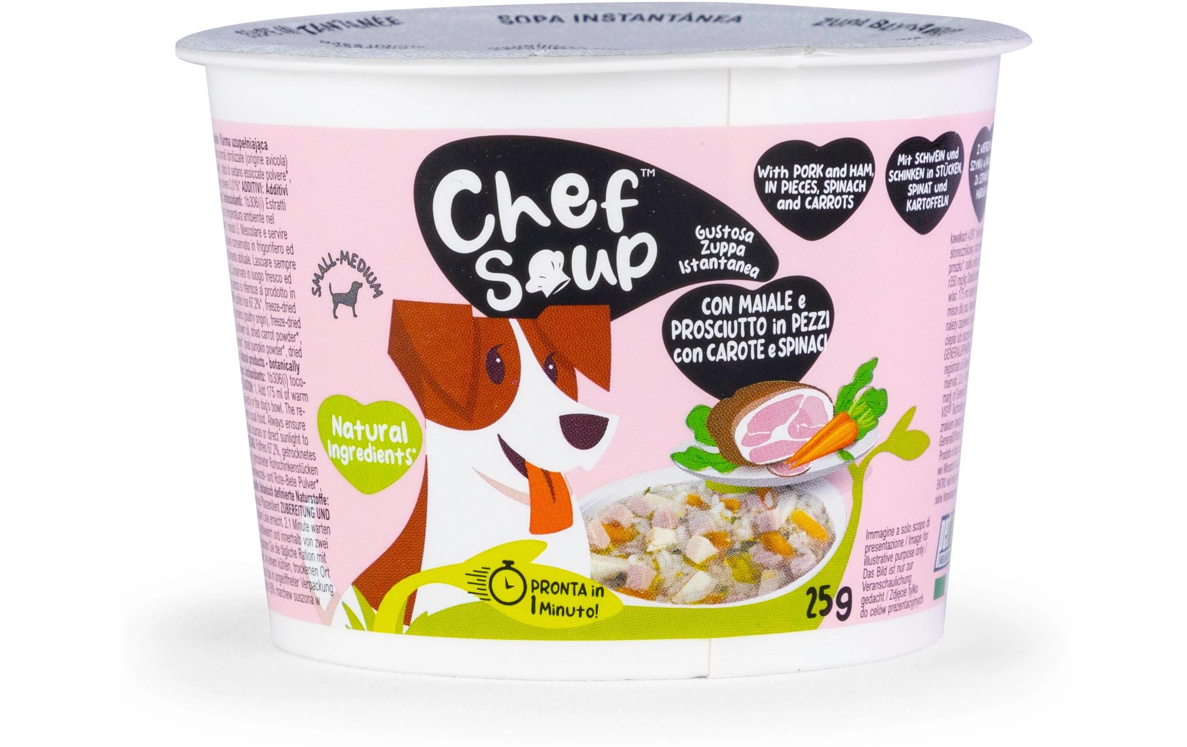Schwein, Schinken, Spinat 25 gInstant-Suppe für Hunde