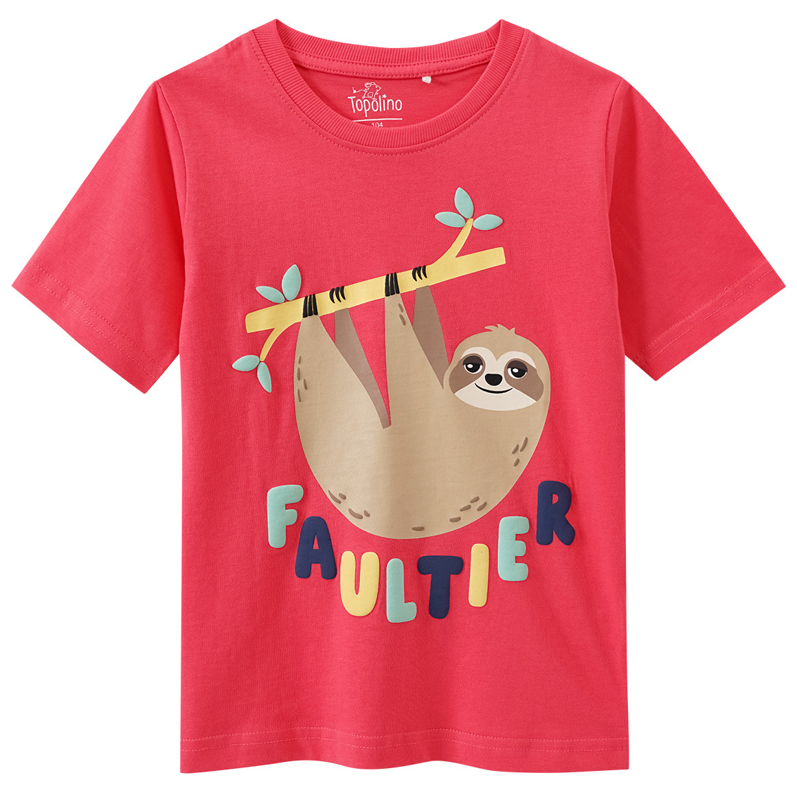 Topolino Kinder T-Shirt mit Faultier-Motiv rot