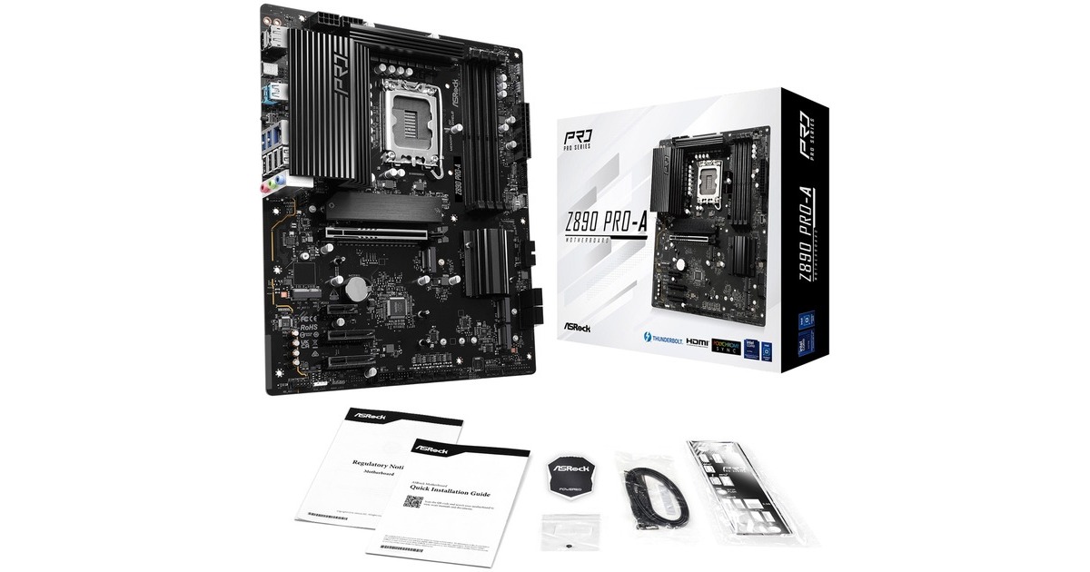 ASRockZ890 Pro-A socket 1851 moederbord  (Zwart, RAID, 2.5Gb-LAN, Sound, ATX)