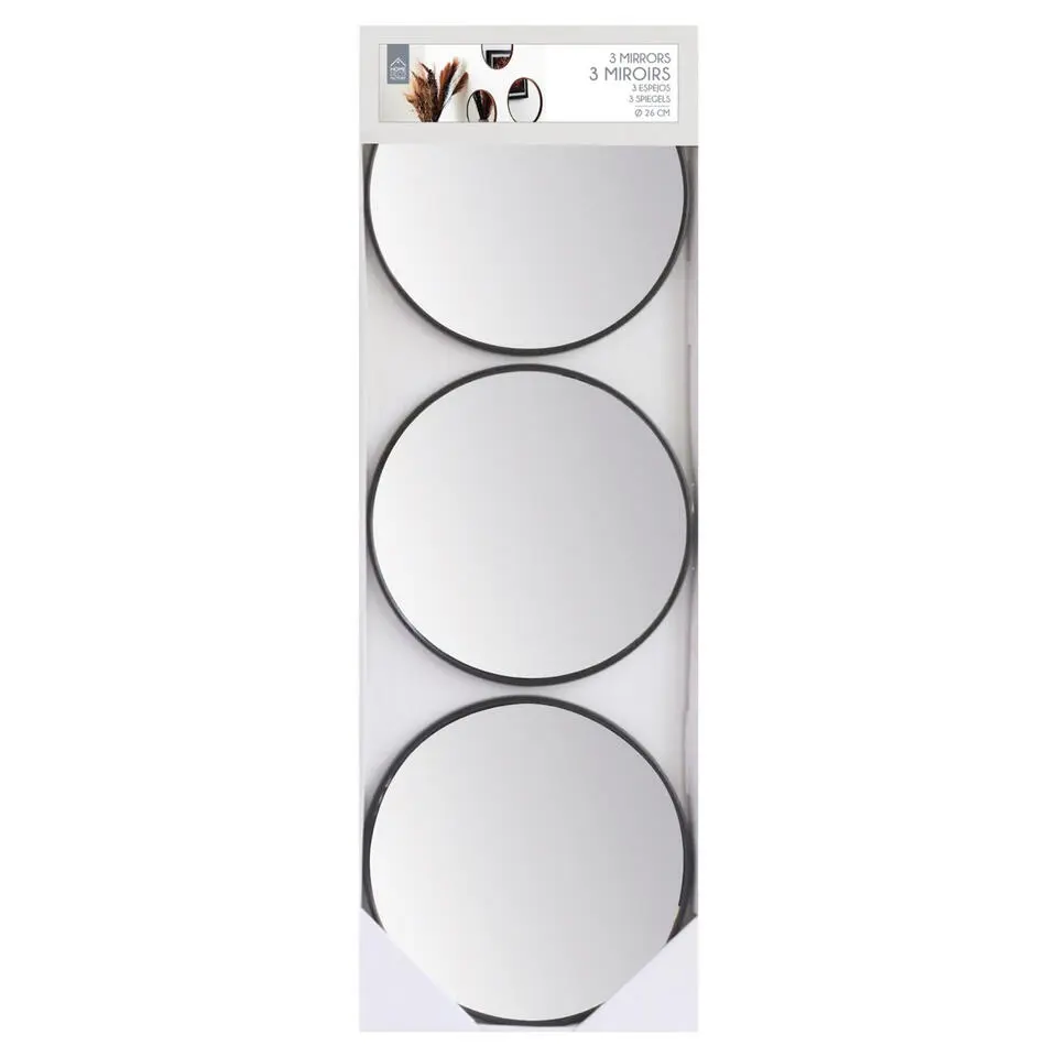 Home Deco Factory spiegel Toronto - 3x stuks - D26 cm - hout