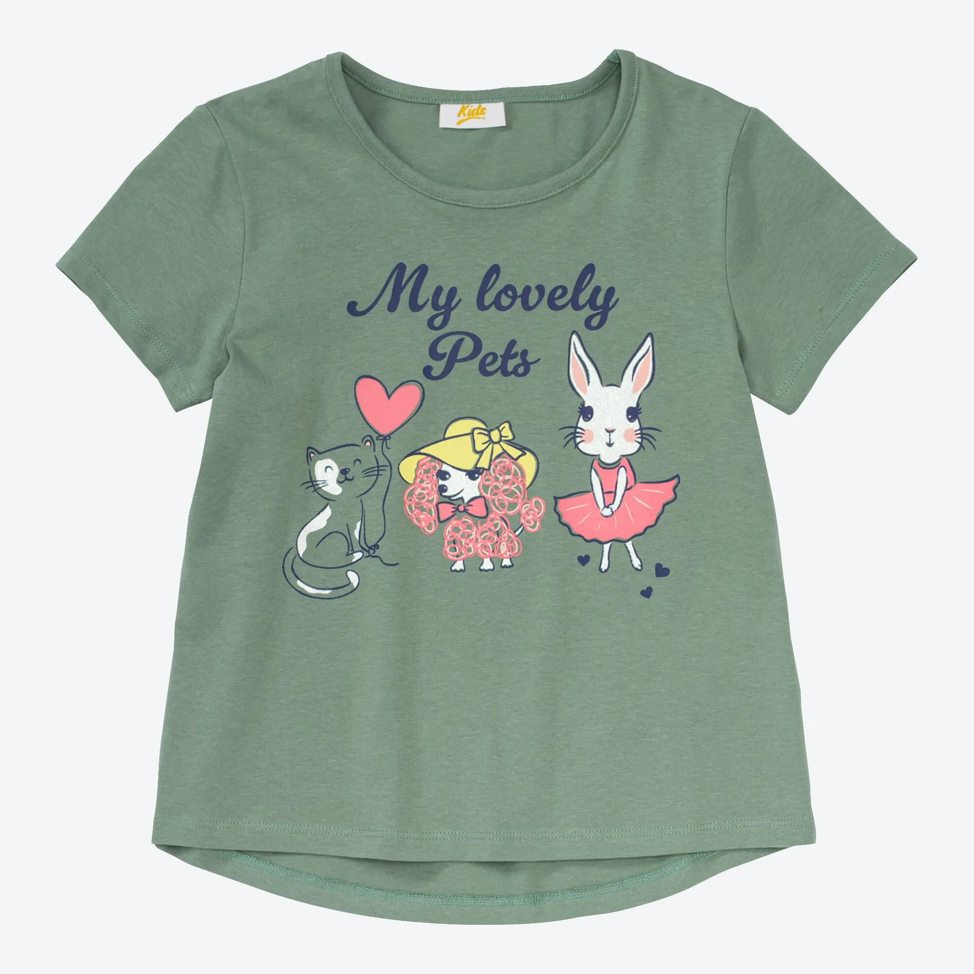 Mädchen-T-Shirt mit Haustier-Frontaufdruck