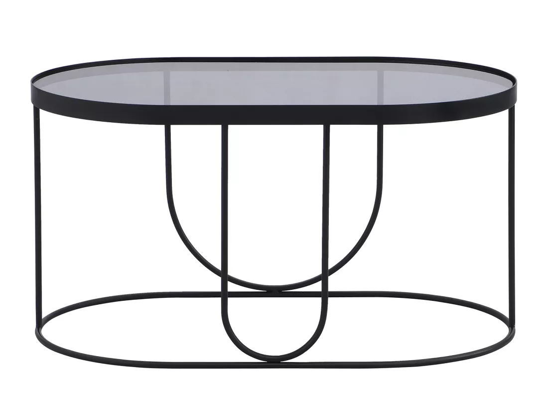 Table basse en métal et verre fumé - Noir et Transparent - PRETORIA