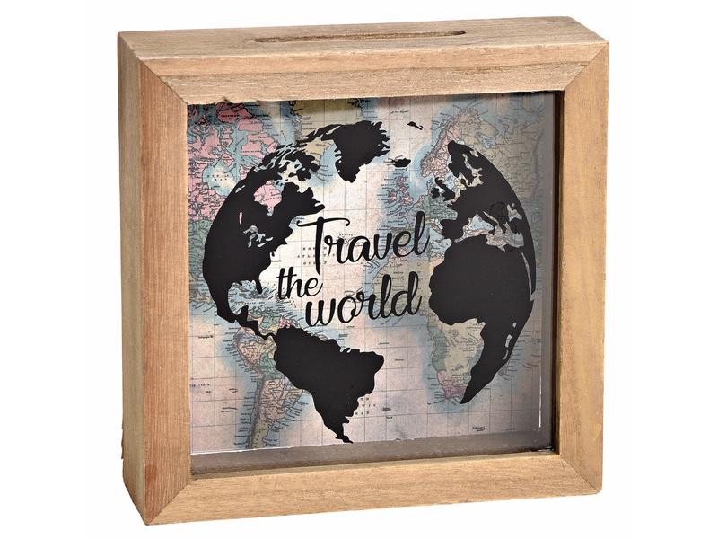 G. Wurm Spardose Travel the world 5 x 15 x 15 cm Sparkasse für das Aufbewahren von Geld