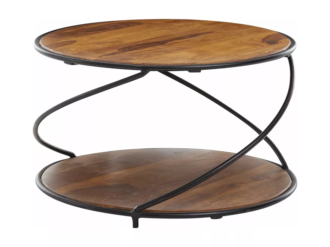 Table Basse 58X58X35 Cm Table Basse En Bois De En Bois De Sheesham Massif / Métal Ronde |