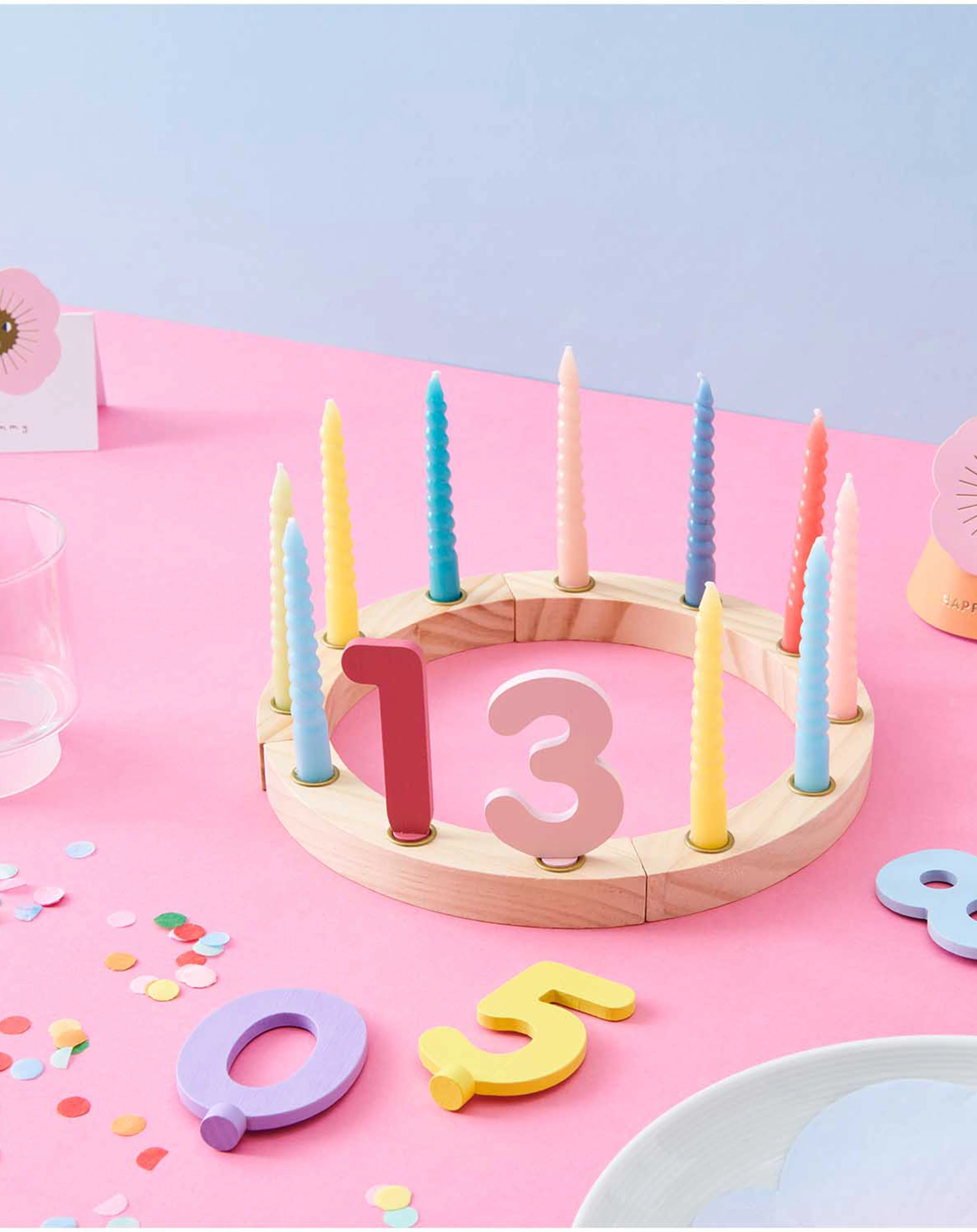 Holz-Kerzenring HAPPY BIRTHDAY mit Zahlen