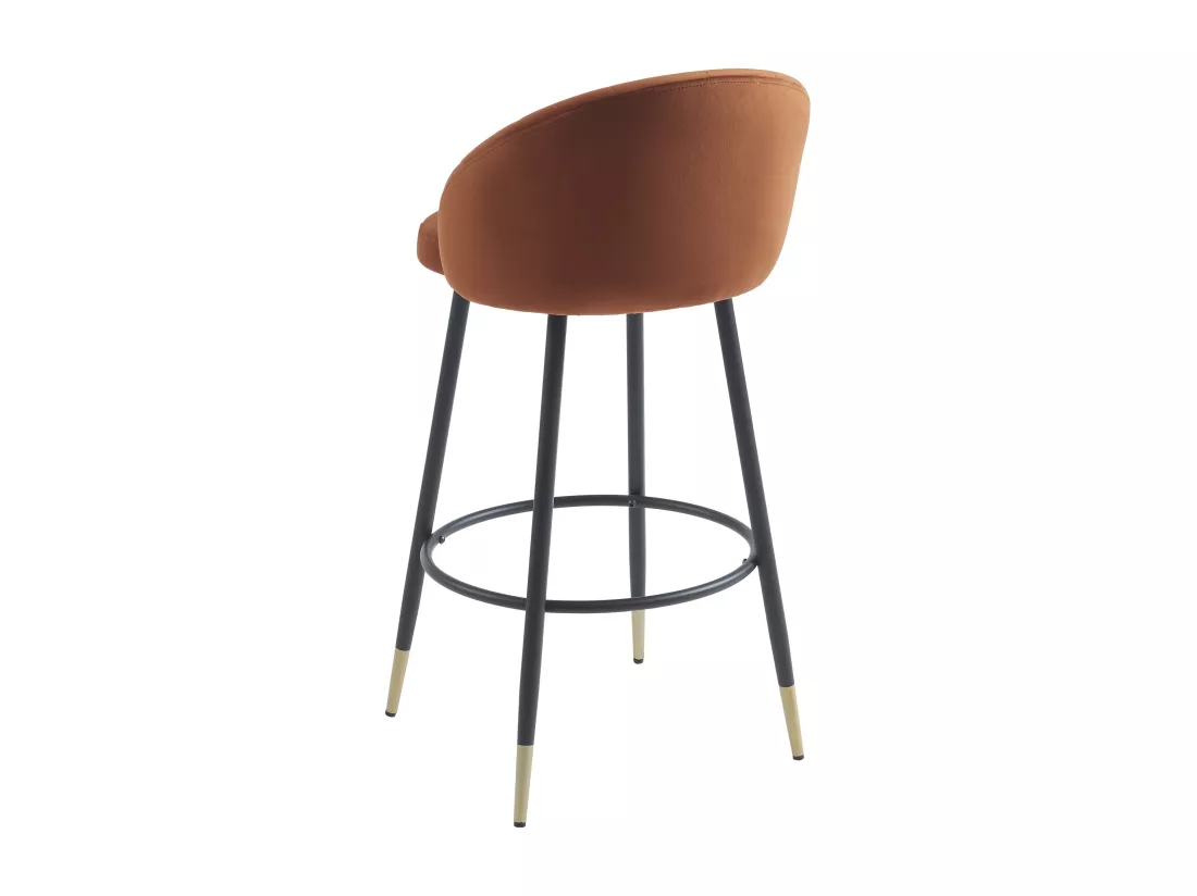 Lot de 2 tabourets de bar en velours et métal - Terracotta - ELIRAM