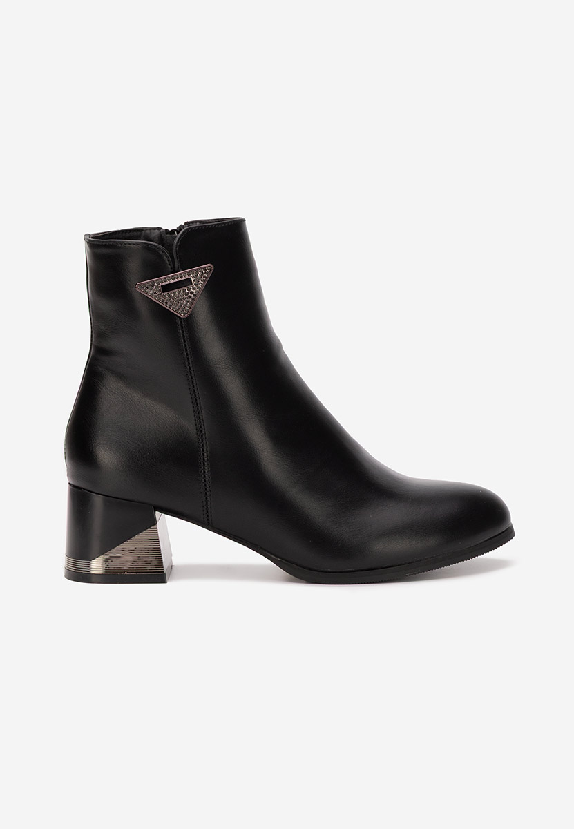 Bottines à gros talon noires Velisara
