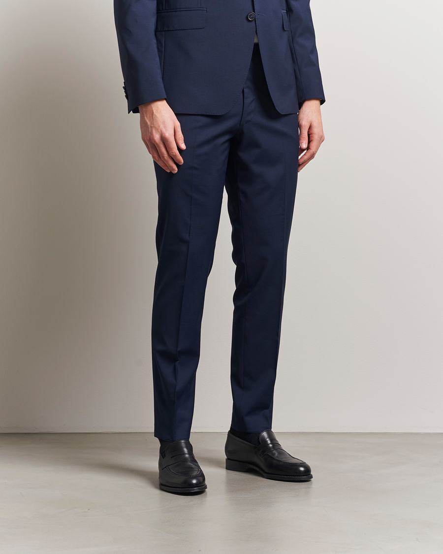 Oscar Jacobson Denz Wool Blend Trousers Navy