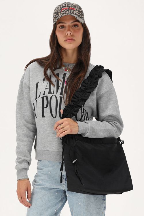 Zwarte shopper met ruffles