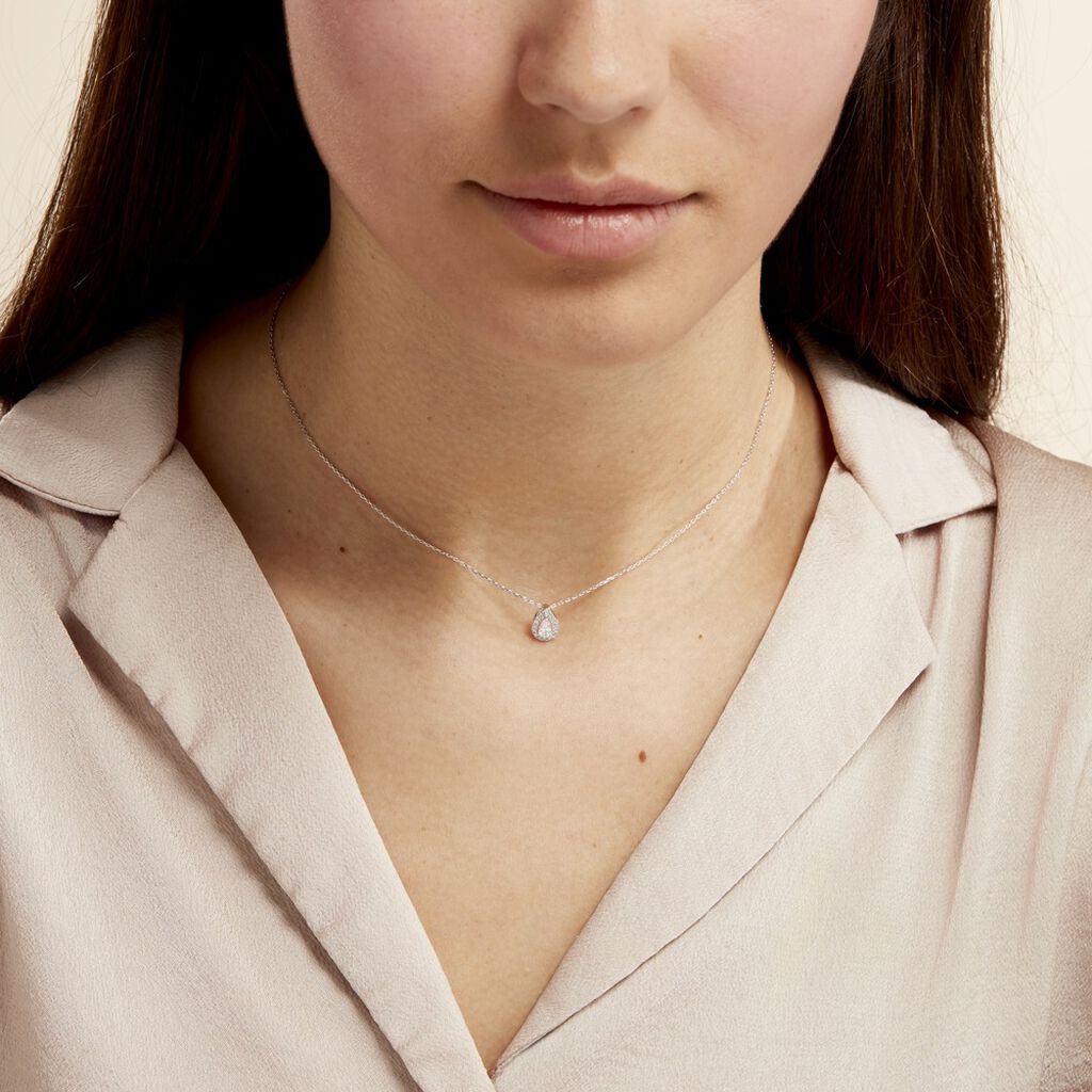 Collier Hildana Or Blanc Oxyde De Zirconium