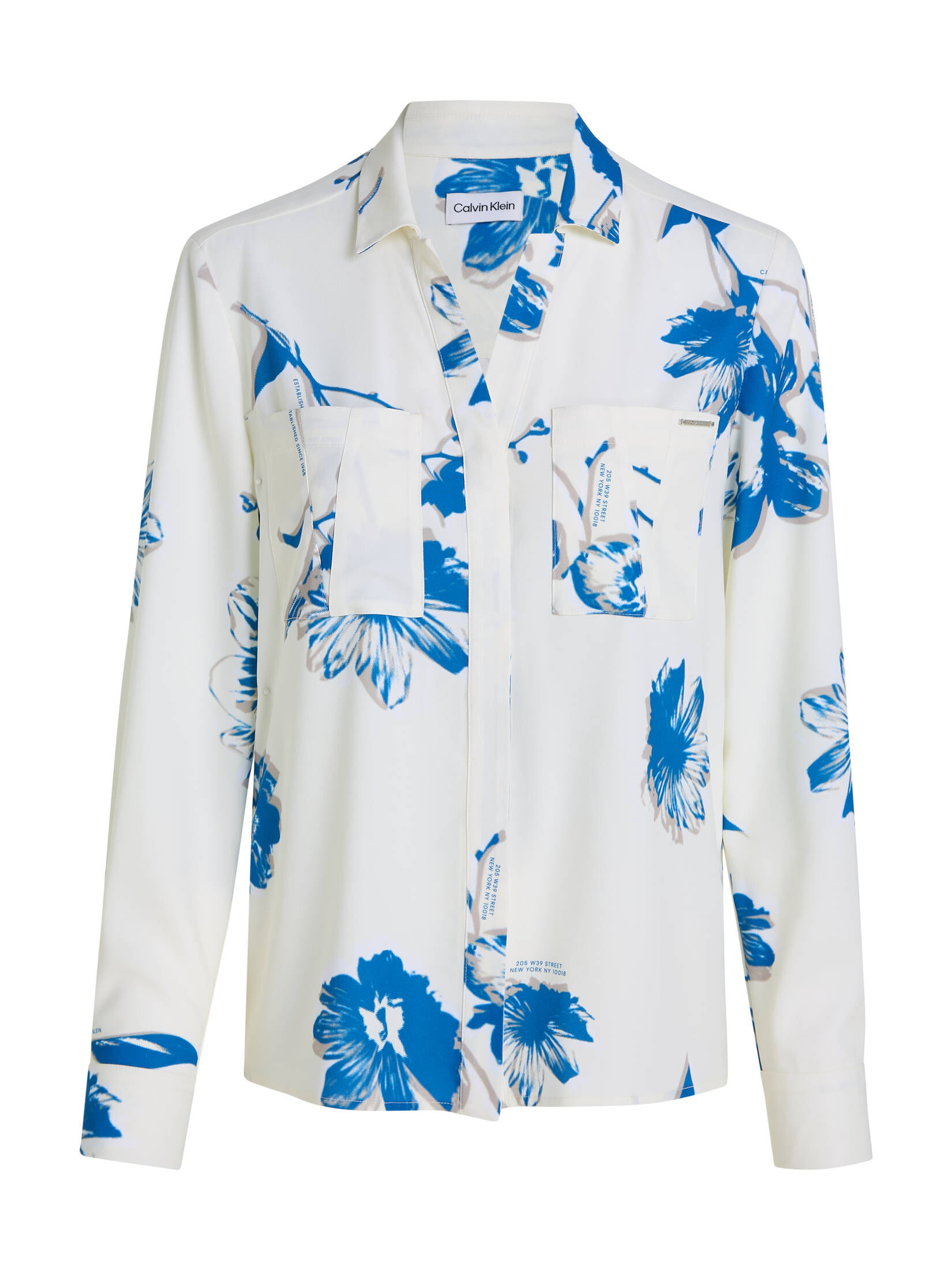 CALVIN KLEIN| Damen Bluse POCKET BLOUSE LONG SLEEVE Langarm